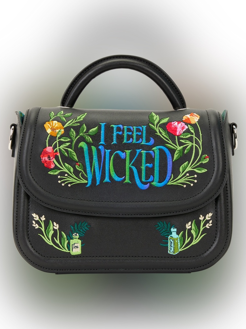 BNWT Loungefly Wicked Embroidered Top-Handle Crossbody Bag - Black